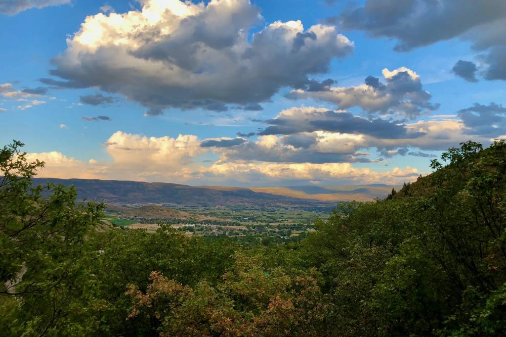 A view of the valley from above.